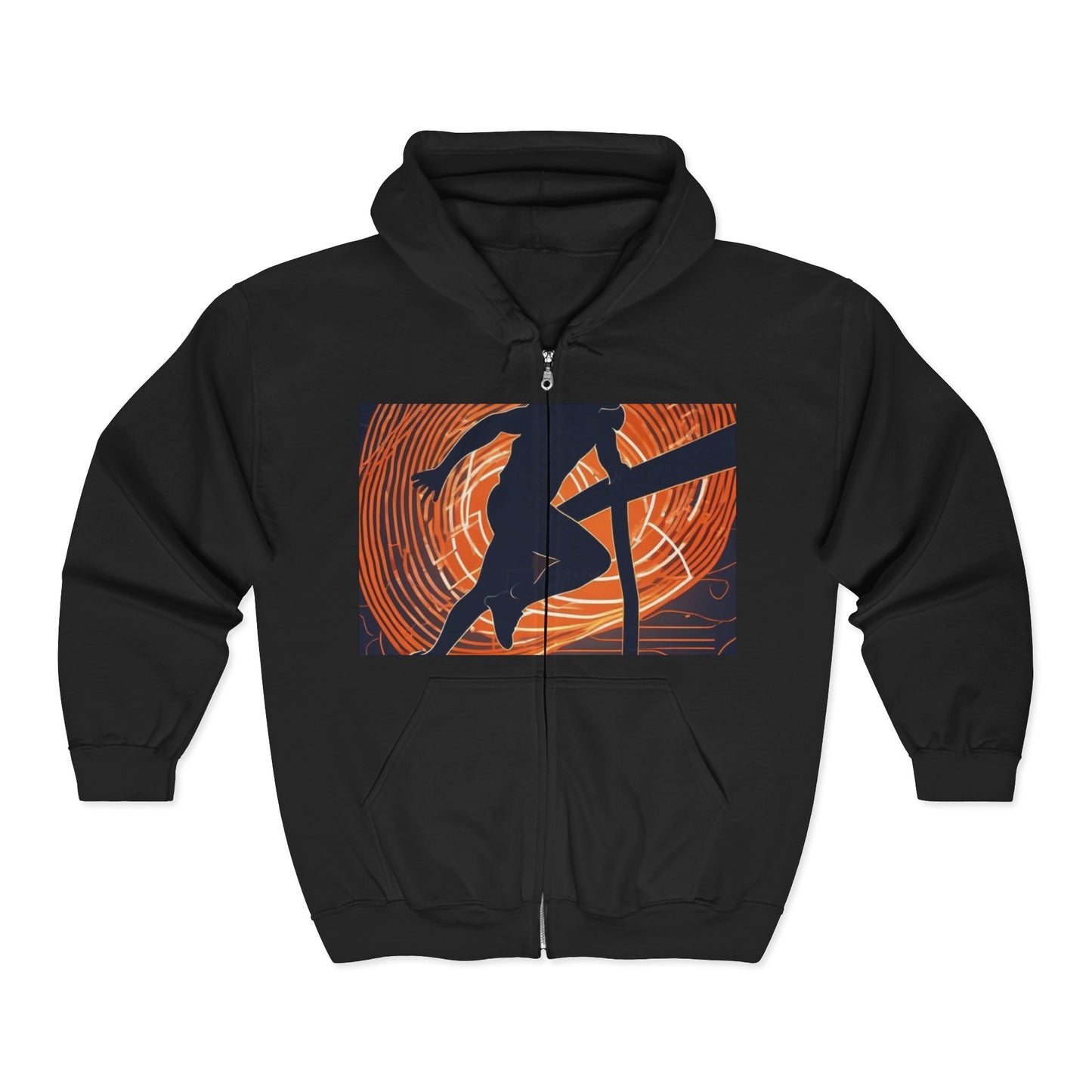boostlete-iron-intent-scene-hurdler-neon-modern-0264 — Unisex Heavy Blend Full-Zip Hooded Sweatshirt