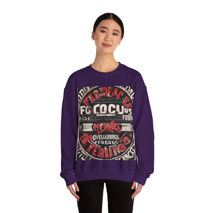 boostlete-mile-by-mile-type-focus-over-feelings-split-retro-0841 — Unisex Heavy Blend Crewneck (G18000)