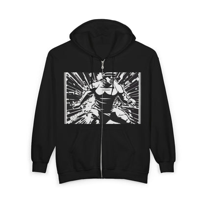boostlete-field-day-scene-sprinter-halftone-bold-0148 — Unisex Heavy Blend Full-Zip Hooded Sweatshirt