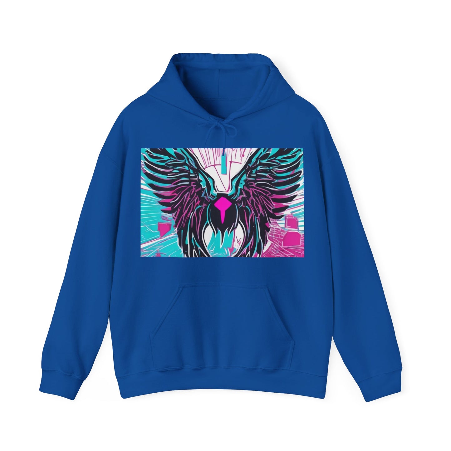 boostlete-am-crew-icon-wings-outline-line-art-0282 — Unisex Heavy Blend Hooded Sweatshirt (Gildan)