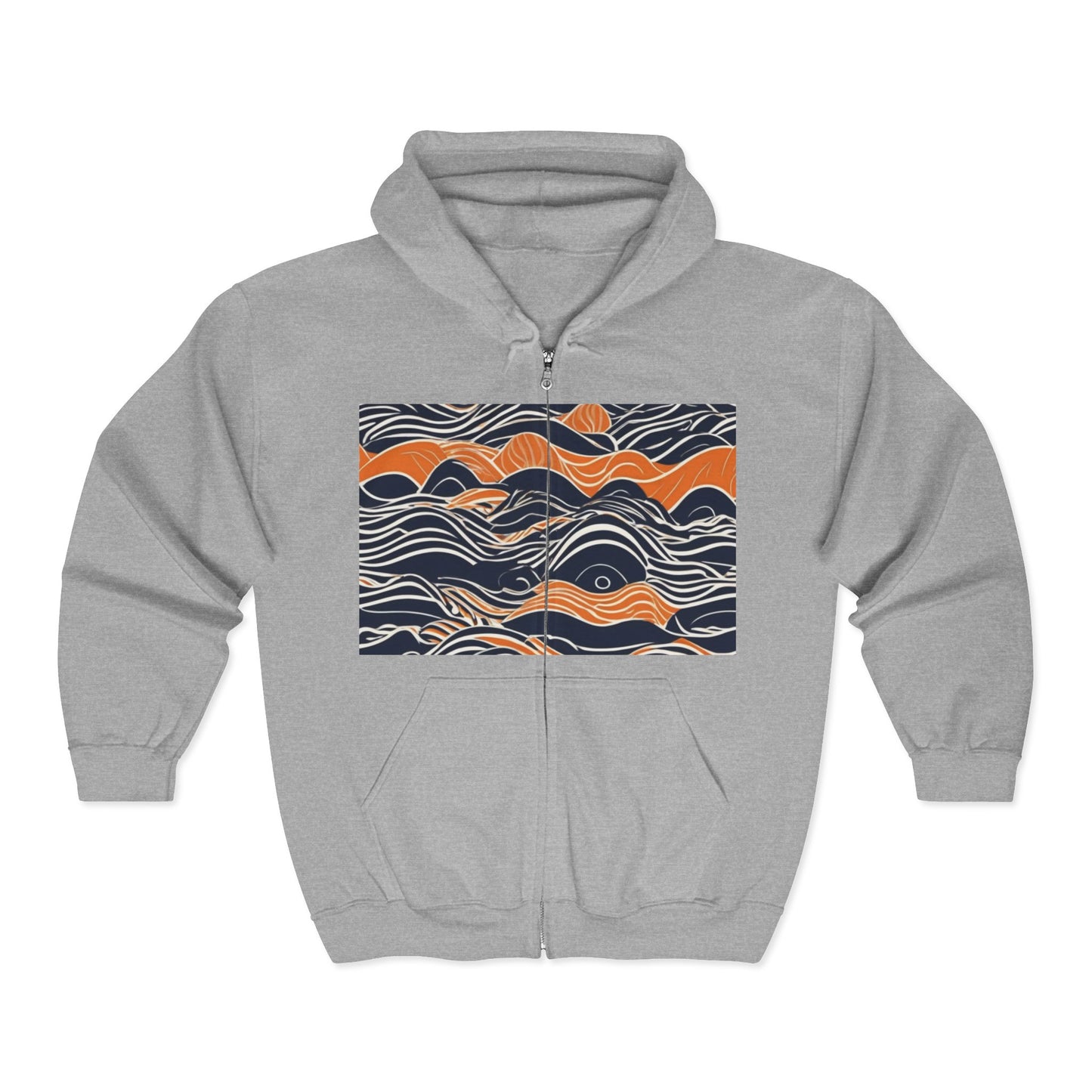 boostlete-iron-intent-type-small-wins-big-waves-outline-over-solid-geometric-0261 — Unisex Heavy Blend Full-Zip Hooded Sweatshirt