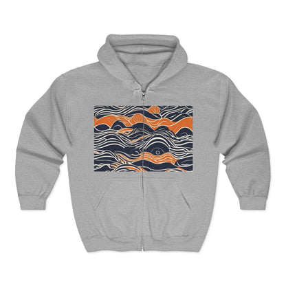 boostlete-iron-intent-type-small-wins-big-waves-outline-over-solid-geometric-0261 — Unisex Heavy Blend Full-Zip Hooded Sweatshirt