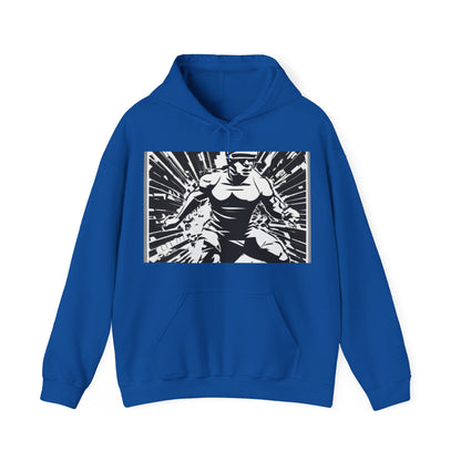 boostlete-field-day-scene-sprinter-halftone-bold-0148 — Unisex Heavy Blend Hooded Sweatshirt (Gildan)