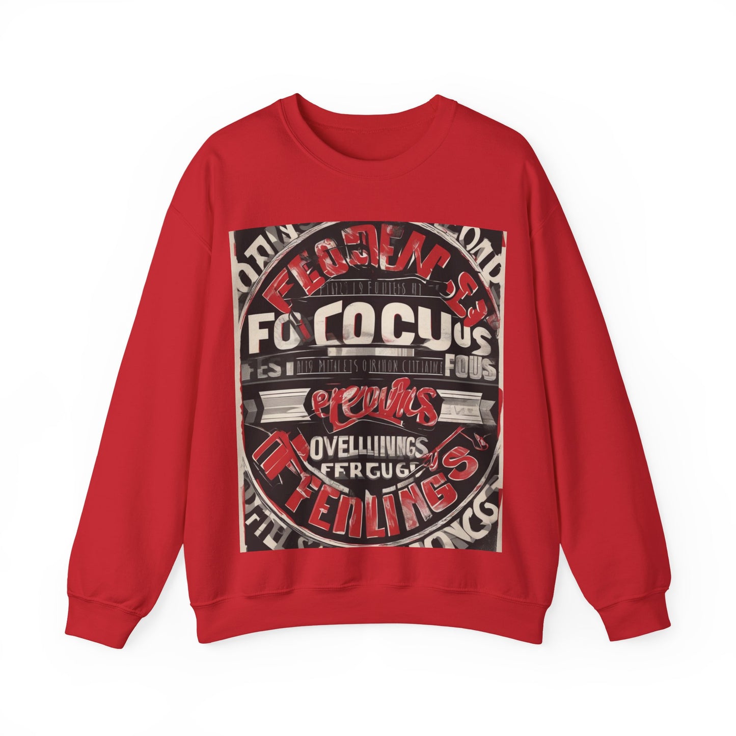 boostlete-mile-by-mile-type-focus-over-feelings-split-retro-0841 — Unisex Heavy Blend Crewneck (G18000)