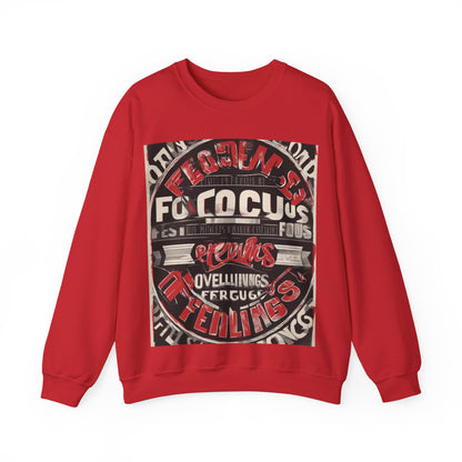 boostlete-mile-by-mile-type-focus-over-feelings-split-retro-0841 — Unisex Heavy Blend Crewneck (G18000)