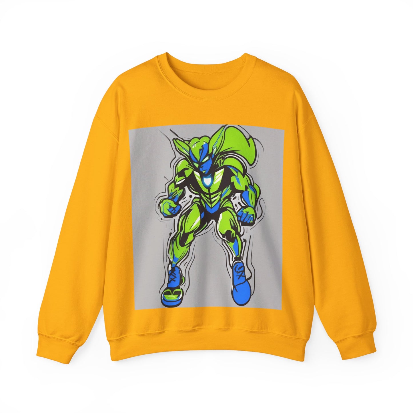 boostlete-quiet-power-type-boost-mode-on-outline-over-solid-modern-0741 — Unisex Heavy Blend Crewneck (G18000)