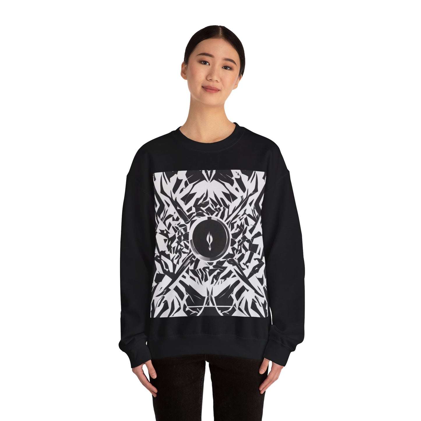 boostlete-am-crew-icon-flame-matte-geometric-0286 — Unisex Heavy Blend Crewneck Sweatshirt (Gildan)