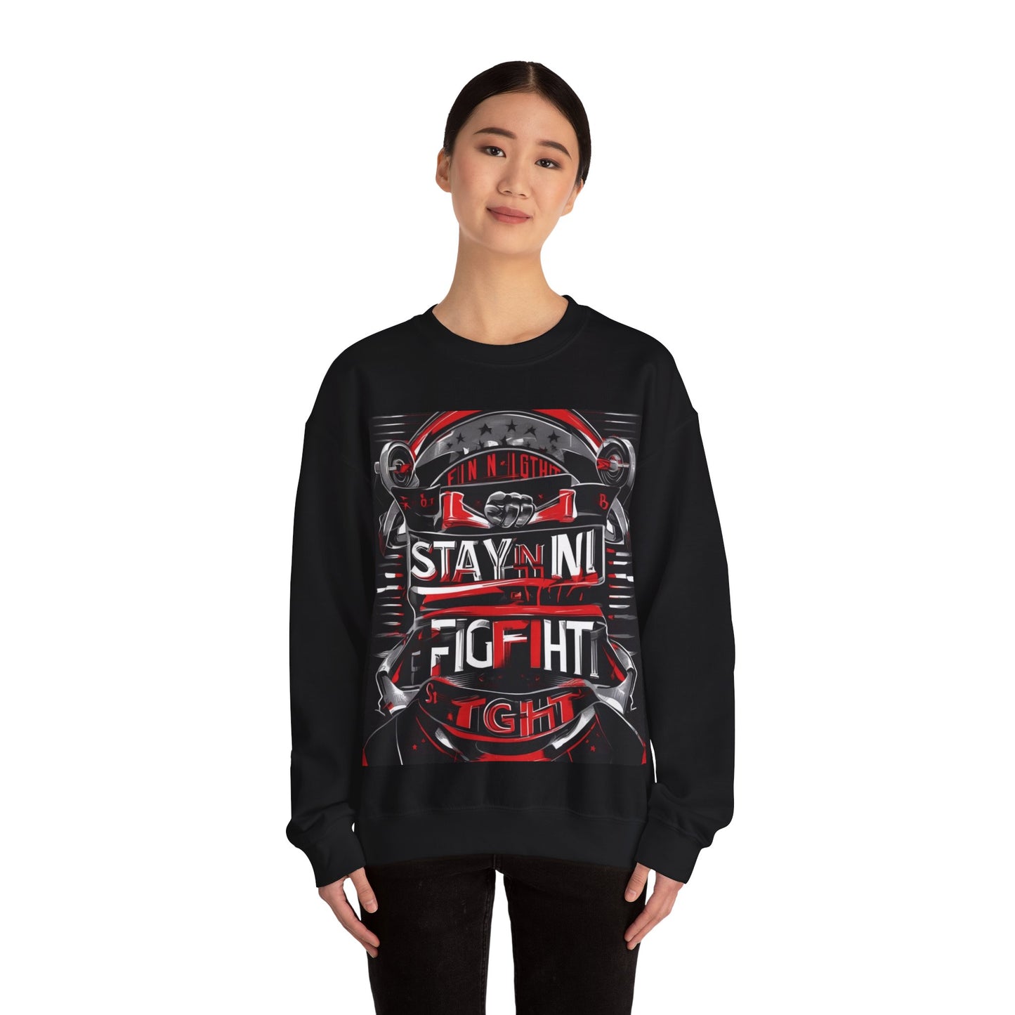 boostlete-rise-grind-type-stay-in-the-fight-banner-retro-1441 — Unisex Heavy Blend Crewneck (G18000)