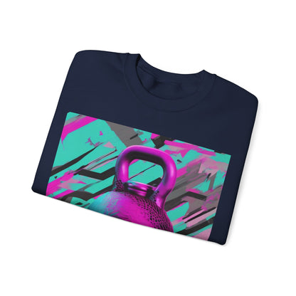 boostlete-mile-by-mile-scene-kettlebell-3d-monoline-1364 — Unisex Heavy Blend Crewneck (G18000)