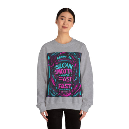 boostlete-recovery-progress-type-slow-is-smooth-smooth-is-fast-banner-engraved-0181 — Unisex Heavy Blend Crewneck Sweatshirt (Gildan)