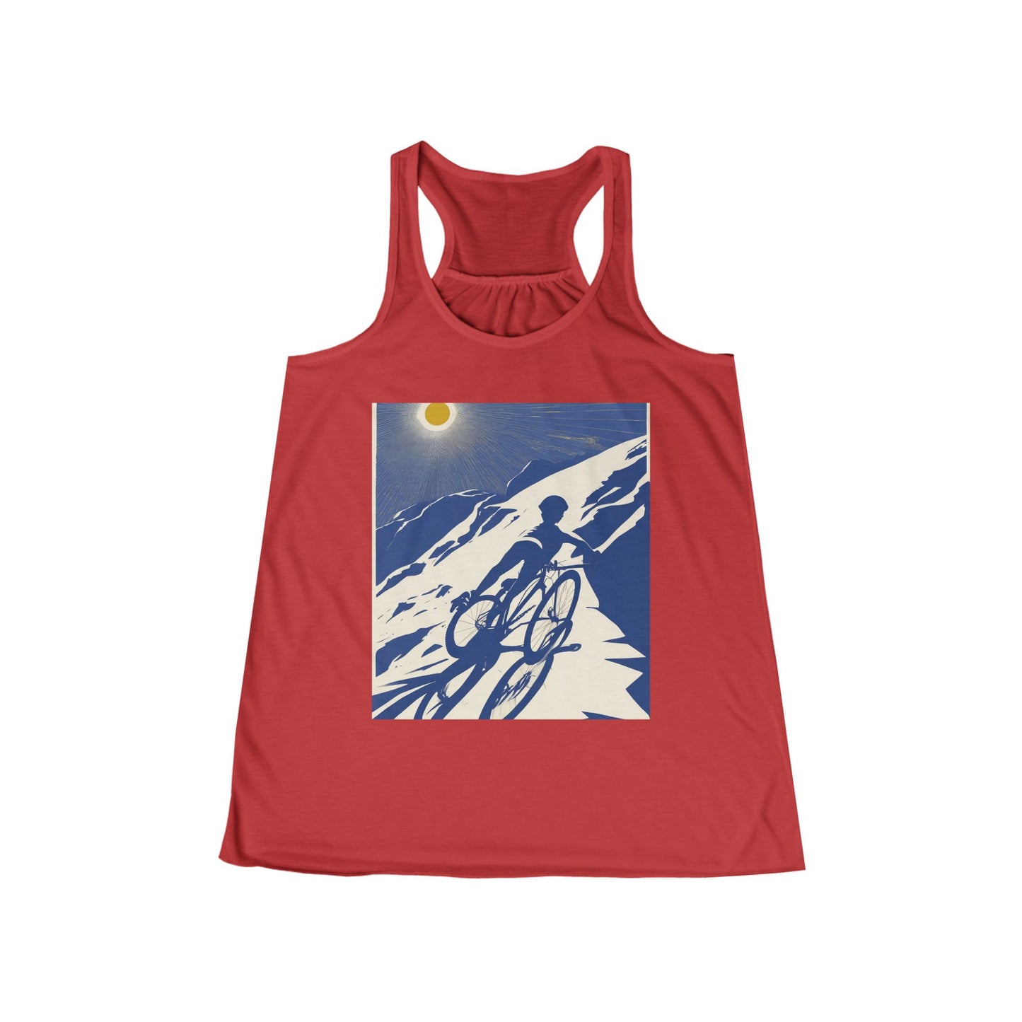 boostlete-am-crew-scene-cyclist-offset-bold-0008 — Women's Flowy Racerback Tank (B+C 8800)