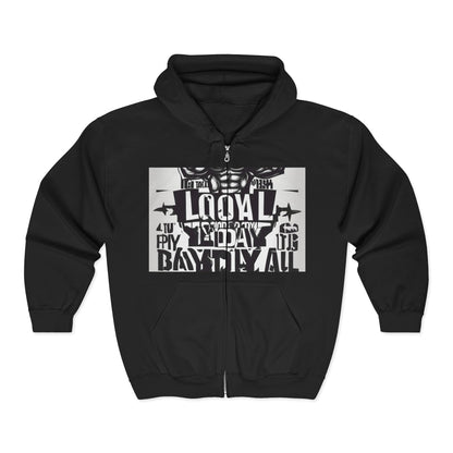 boostlete-mile-by-mile-type-leg-day-loyal-arc-industrial-0297 — Unisex Heavy Blend Full-Zip Hooded Sweatshirt