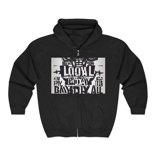 boostlete-mile-by-mile-type-leg-day-loyal-arc-industrial-0297 — Unisex Heavy Blend Full-Zip Hooded Sweatshirt