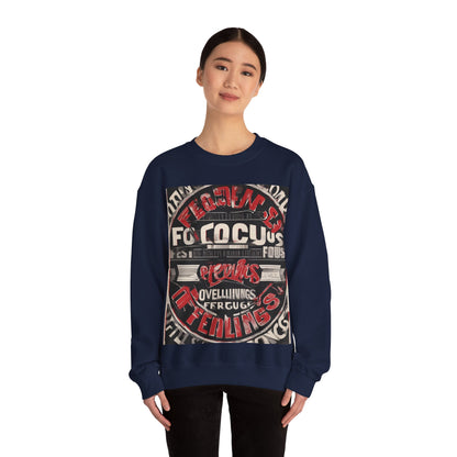 boostlete-mile-by-mile-type-focus-over-feelings-split-retro-0841 — Unisex Heavy Blend Crewneck (G18000)