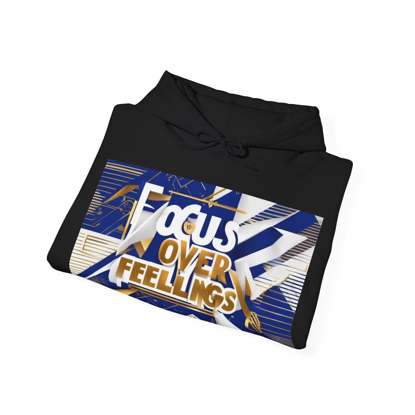 boostlete-am-crew-type-focus-over-feelings-banner-geometric-0169 — Unisex Heavy Blend Hooded Sweatshirt (Gildan)