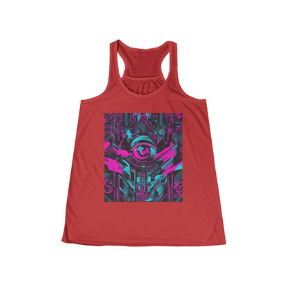 boostlete-iron-intent-type-eyes-up-forward-big-line-art-0065 — Women's Flowy Racerback Tank (B+C 8800)