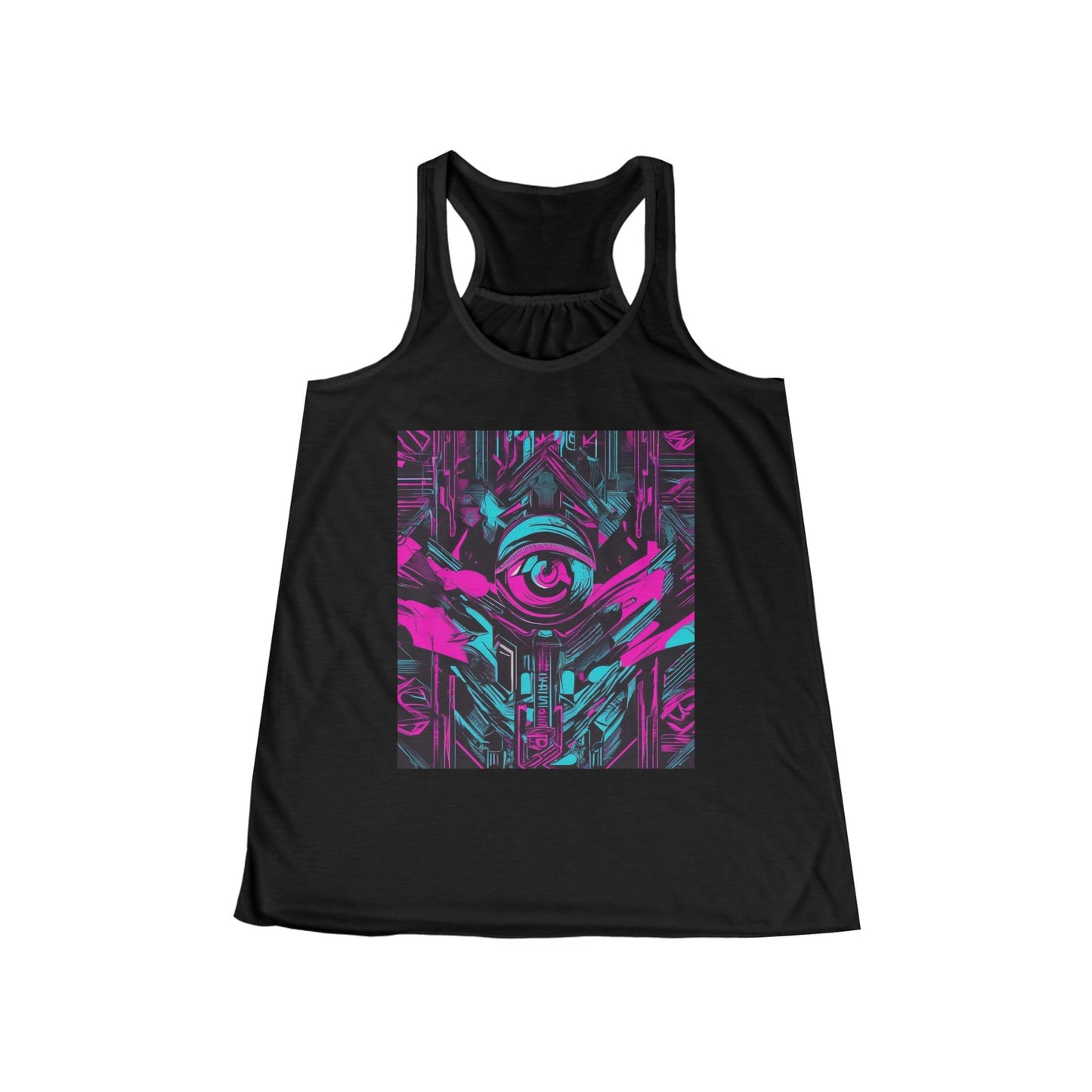 boostlete-iron-intent-type-eyes-up-forward-big-line-art-0065 — Women's Flowy Racerback Tank (B+C 8800)
