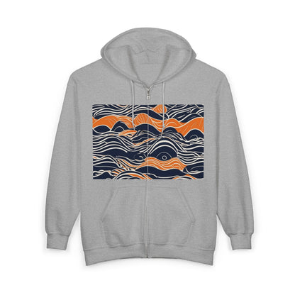 boostlete-iron-intent-type-small-wins-big-waves-outline-over-solid-geometric-0261 — Unisex Heavy Blend Full-Zip Hooded Sweatshirt