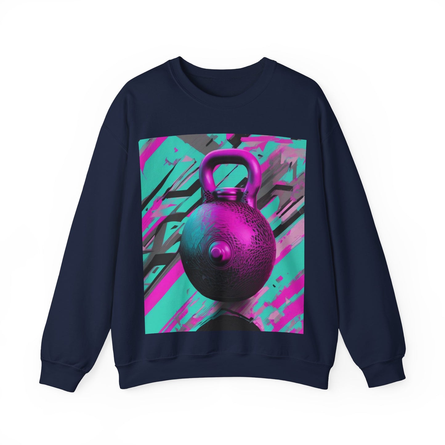 boostlete-mile-by-mile-scene-kettlebell-3d-monoline-1364 — Unisex Heavy Blend Crewneck (G18000)