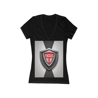 boostlete-mile-by-mile-icon-shield-soft-paper-0114 — Women's Deep V-Neck Tee (B+C 6035)