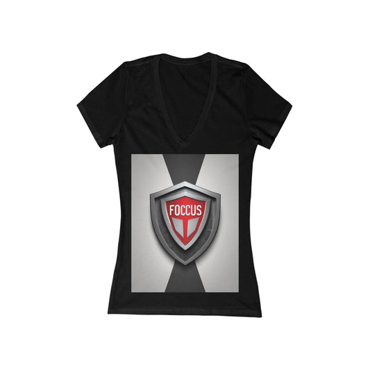 boostlete-mile-by-mile-icon-shield-soft-paper-0114 — Women's Deep V-Neck Tee (B+C 6035)