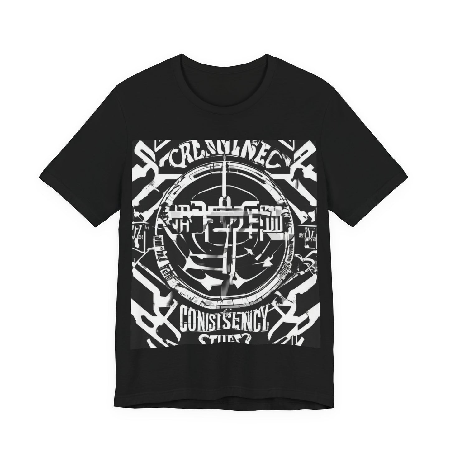 boostlete-am-crew-type-consistency-is-the-flex-centered-industrial-0137 — Unisex Jersey Short Sleeve (B+C 3001)