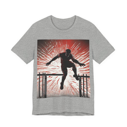boostlete-recovery-progress-scene-hurdler-halftone-engraved-0212 — Unisex Jersey Short Sleeve (B+C 3001)