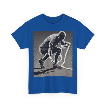 boostlete-recovery-progress-scene-runner-halftone-engraved-0068 — Unisex Heavy Cotton Tee (Gildan 5000)