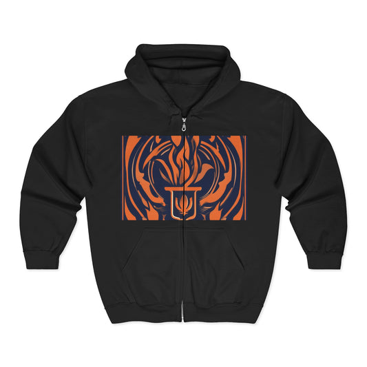 boostlete-quiet-power-icon-flame-duotone-athletic-0158 — Unisex Heavy Blend Full-Zip Hooded Sweatshirt