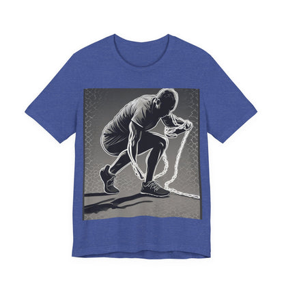 boostlete-recovery-progress-scene-runner-halftone-engraved-0068 — Unisex Jersey Short Sleeve (B+C 3001)