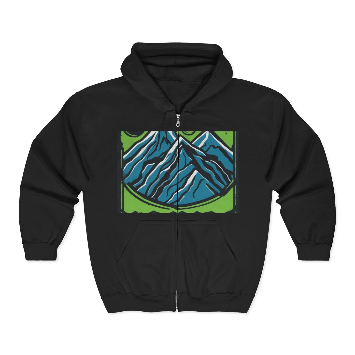 boostlete-pr-season-icon-mountain-grainy-badge-0154 — Unisex Heavy Blend Full-Zip Hooded Sweatshirt