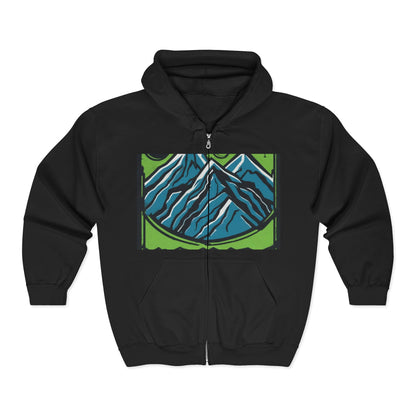 boostlete-pr-season-icon-mountain-grainy-badge-0154 — Unisex Heavy Blend Full-Zip Hooded Sweatshirt