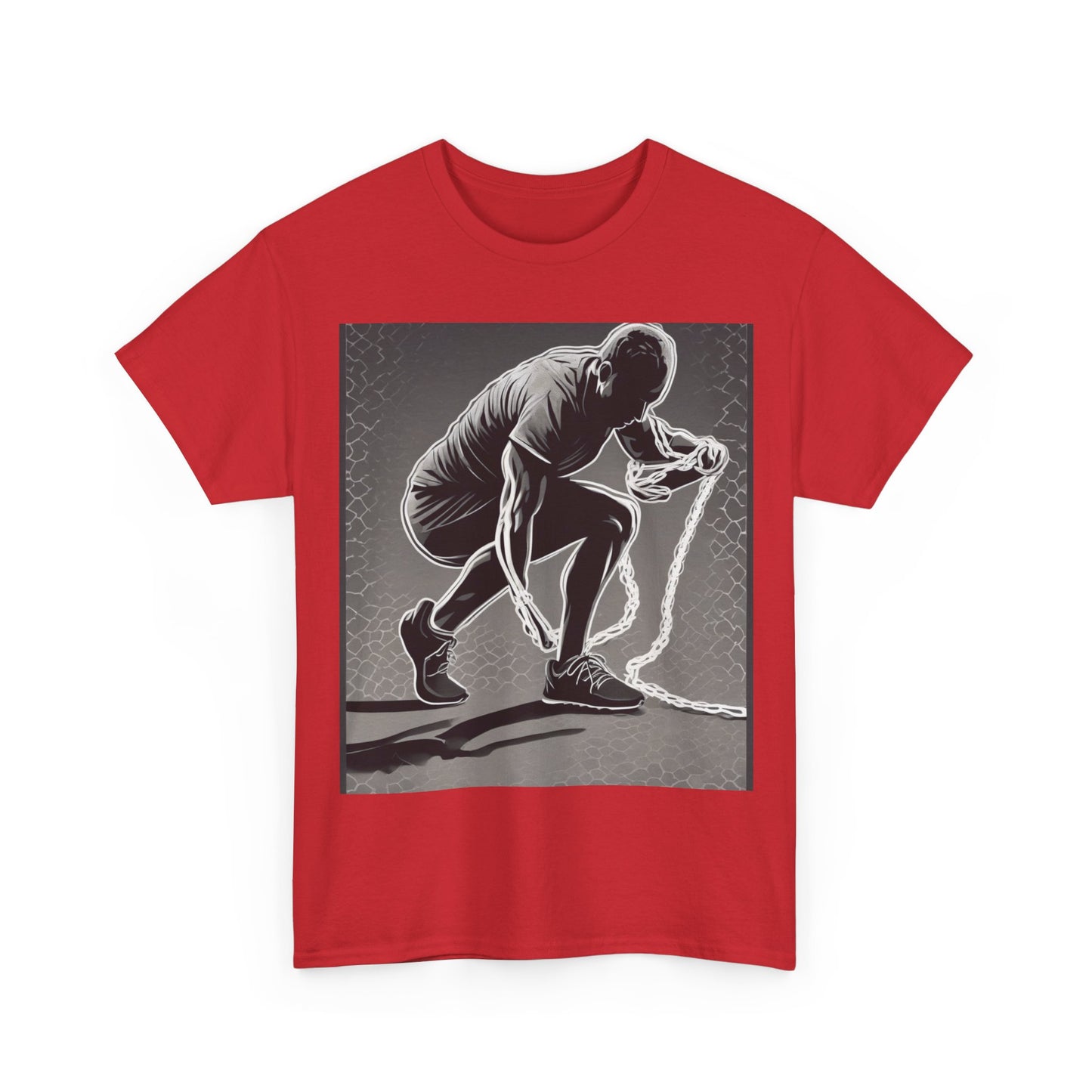 boostlete-recovery-progress-scene-runner-halftone-engraved-0068 — Unisex Heavy Cotton Tee (Gildan 5000)