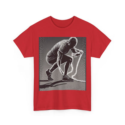 boostlete-recovery-progress-scene-runner-halftone-engraved-0068 — Unisex Heavy Cotton Tee (Gildan 5000)