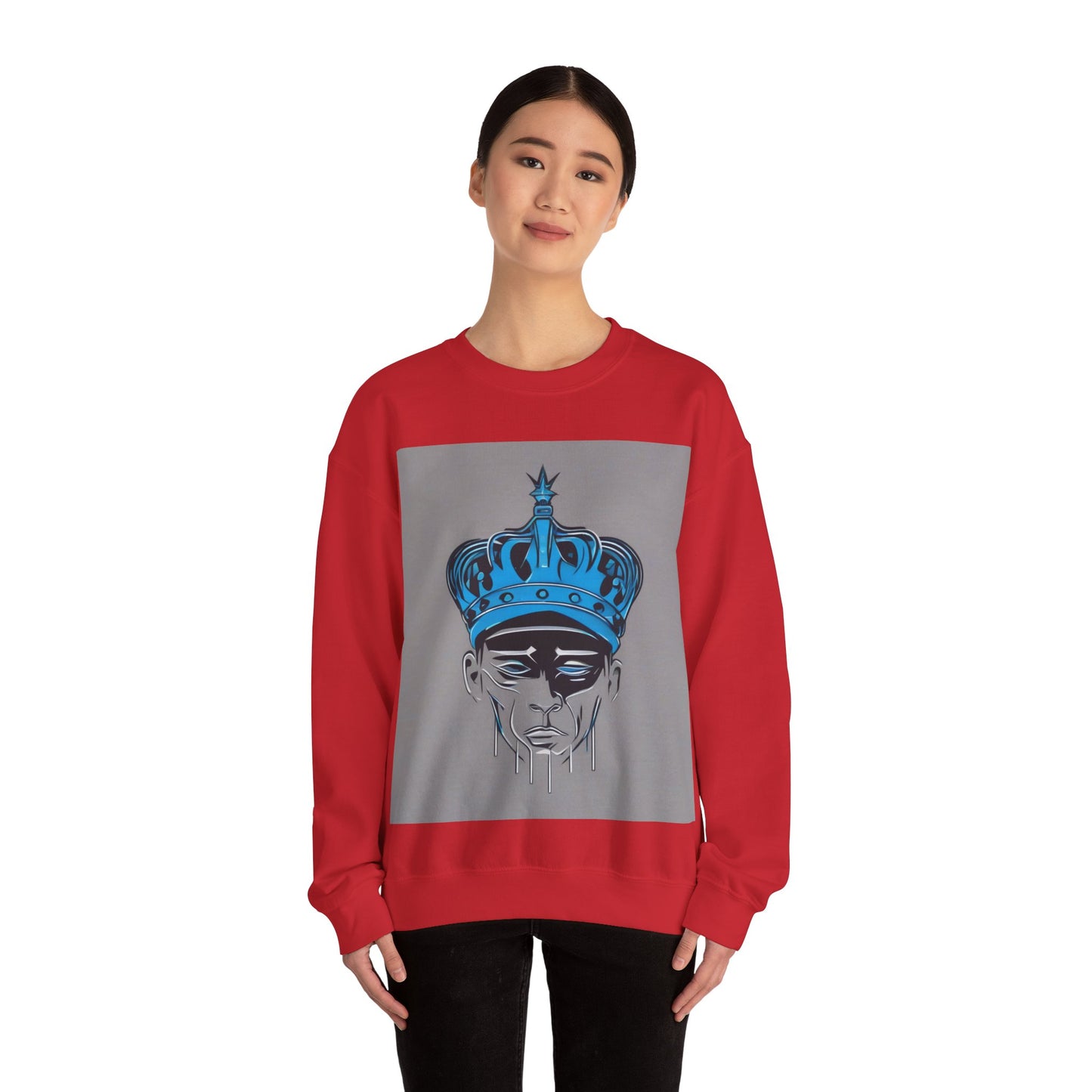 boostlete-am-crew-icon-crown-grainy-monoline-0022 — Unisex Heavy Blend Crewneck Sweatshirt (Gildan)