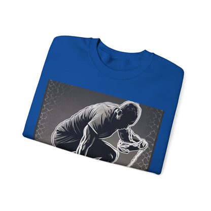 boostlete-recovery-progress-scene-runner-halftone-engraved-0068 — Unisex Heavy Blend Crewneck Sweatshirt (Gildan)