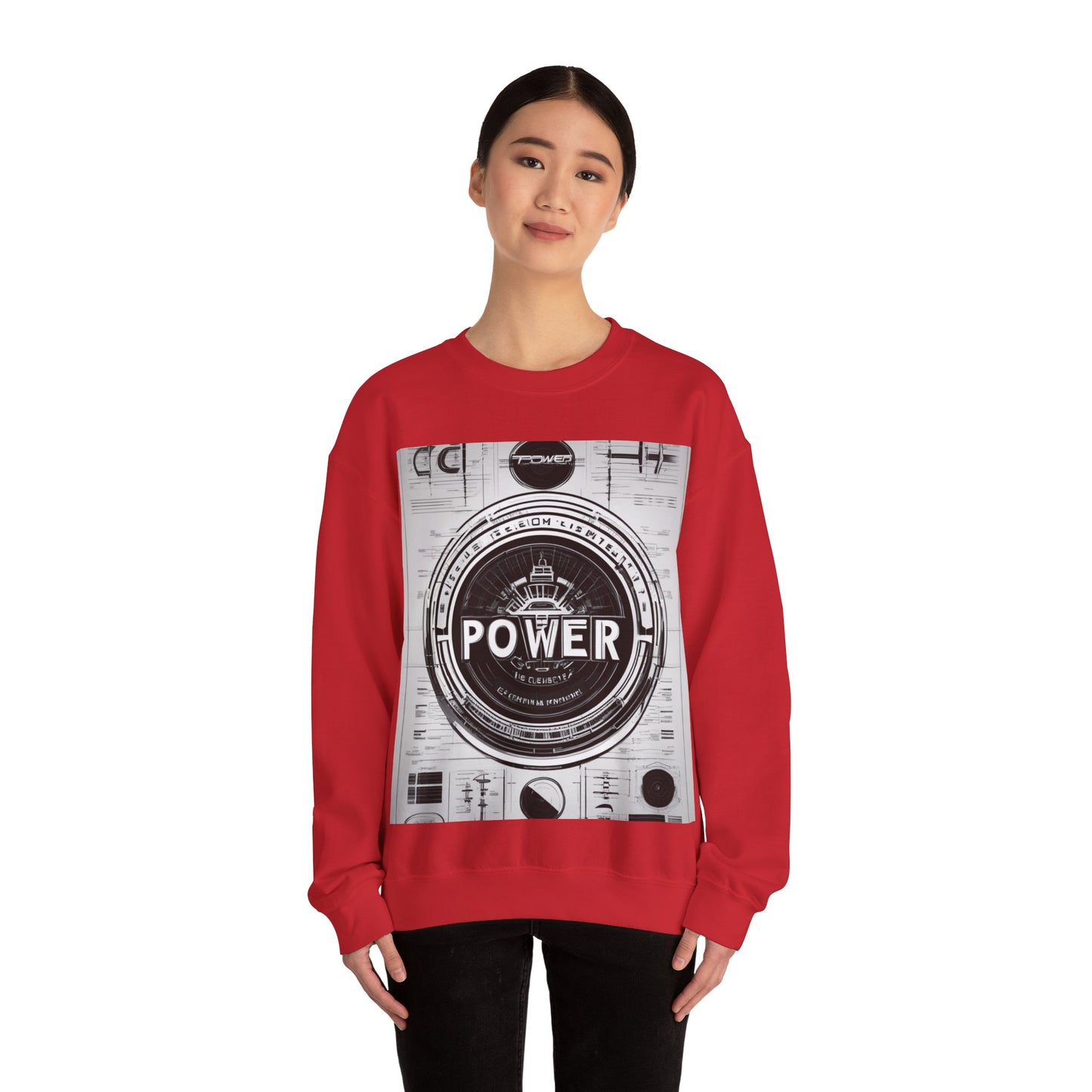 boostlete-boost-mode-type-power-in-quiet-badge-blueprint-0245 — Unisex Heavy Blend Crewneck Sweatshirt (Gildan)