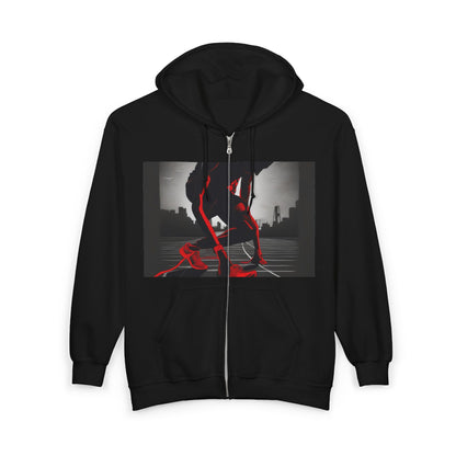 boostlete-mile-by-mile-scene-runner-grainy-bold-0168 — Unisex Heavy Blend Full-Zip Hooded Sweatshirt