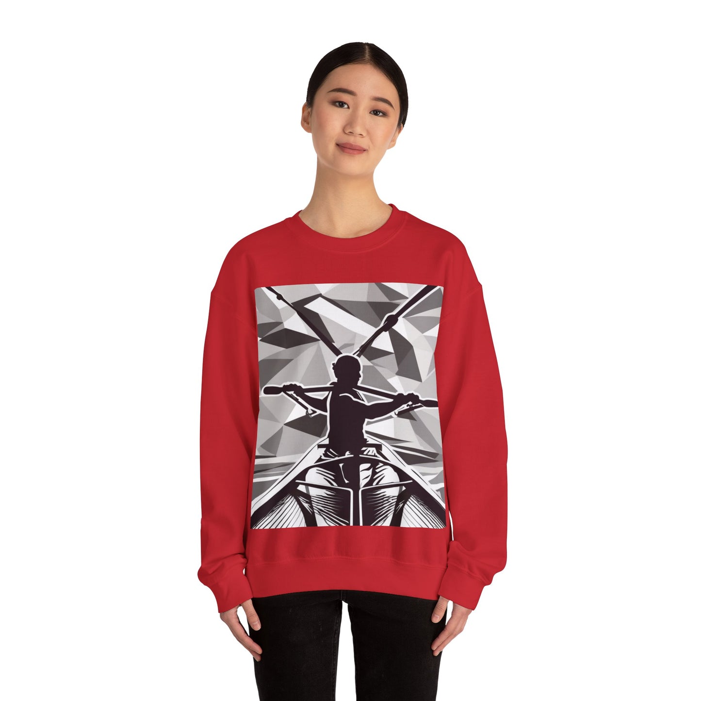 boostlete-am-crew-scene-rower-outline-geometric-0060 — Unisex Heavy Blend Crewneck Sweatshirt (Gildan)