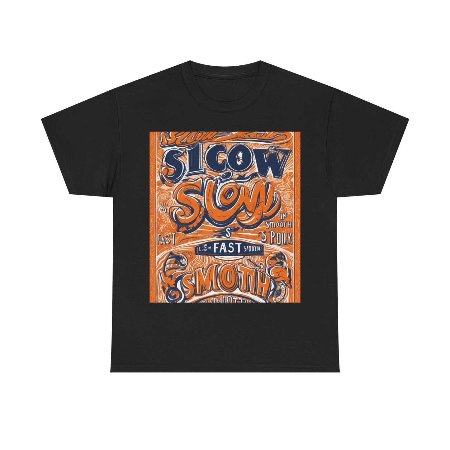 boostlete-rise-grind-type-slow-is-smooth-smooth-is-fast-outline-over-solid-engraved-0025 — Unisex Heavy Cotton Tee (Gildan 5000)