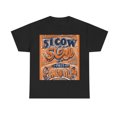 boostlete-rise-grind-type-slow-is-smooth-smooth-is-fast-outline-over-solid-engraved-0025 — Unisex Heavy Cotton Tee (Gildan 5000)