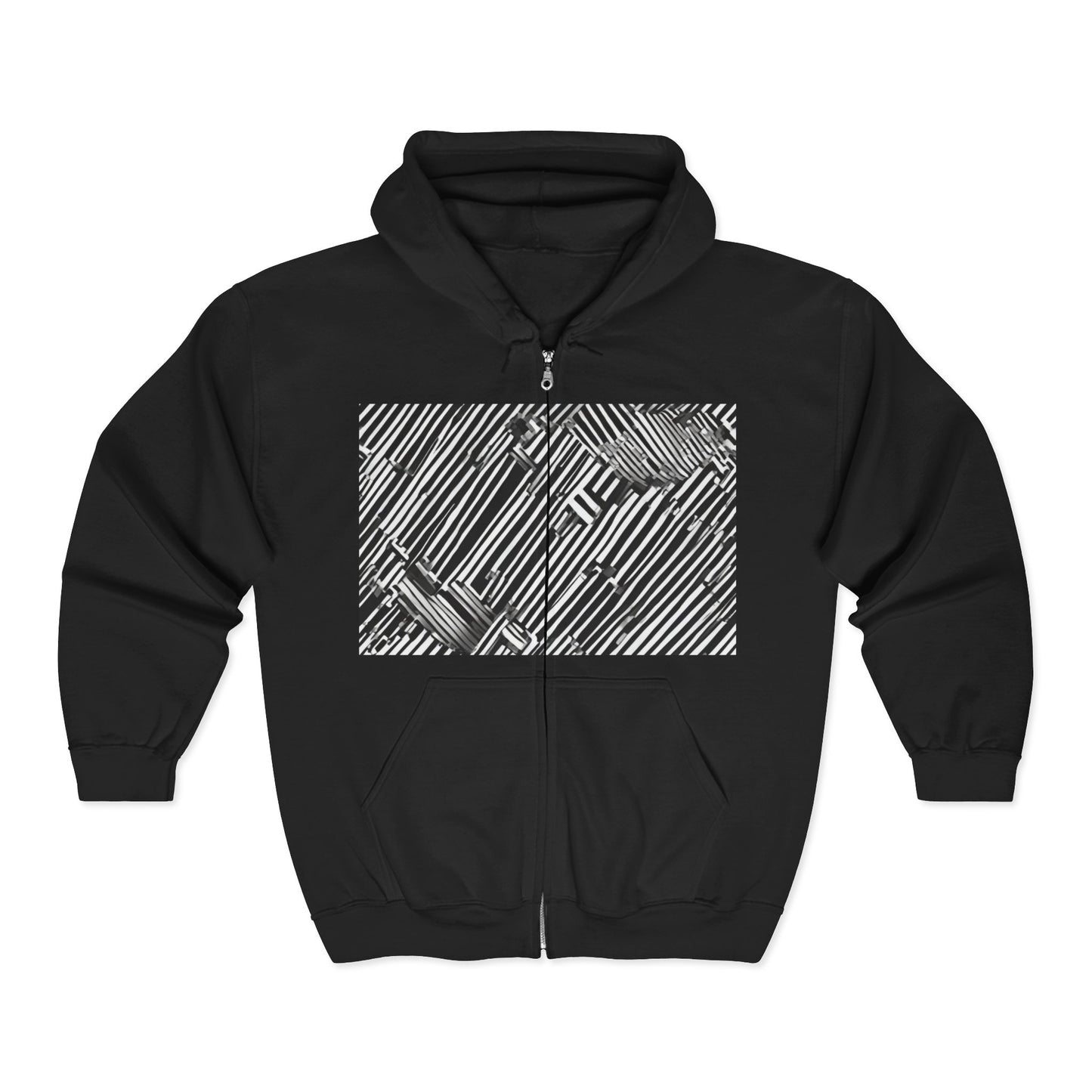 boostlete-mile-by-mile-pattern-barcode-monoline-0059 — Unisex Heavy Blend Full-Zip Hooded Sweatshirt