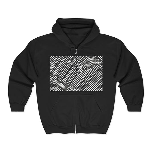 boostlete-mile-by-mile-pattern-barcode-monoline-0059 — Unisex Heavy Blend Full-Zip Hooded Sweatshirt