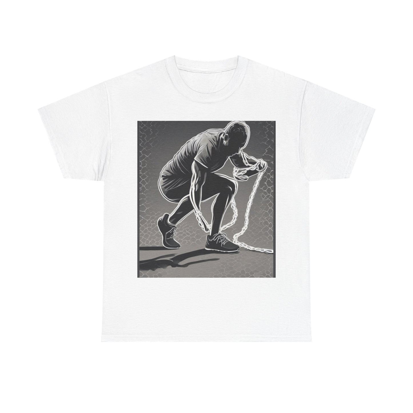 boostlete-recovery-progress-scene-runner-halftone-engraved-0068 — Unisex Heavy Cotton Tee (Gildan 5000)