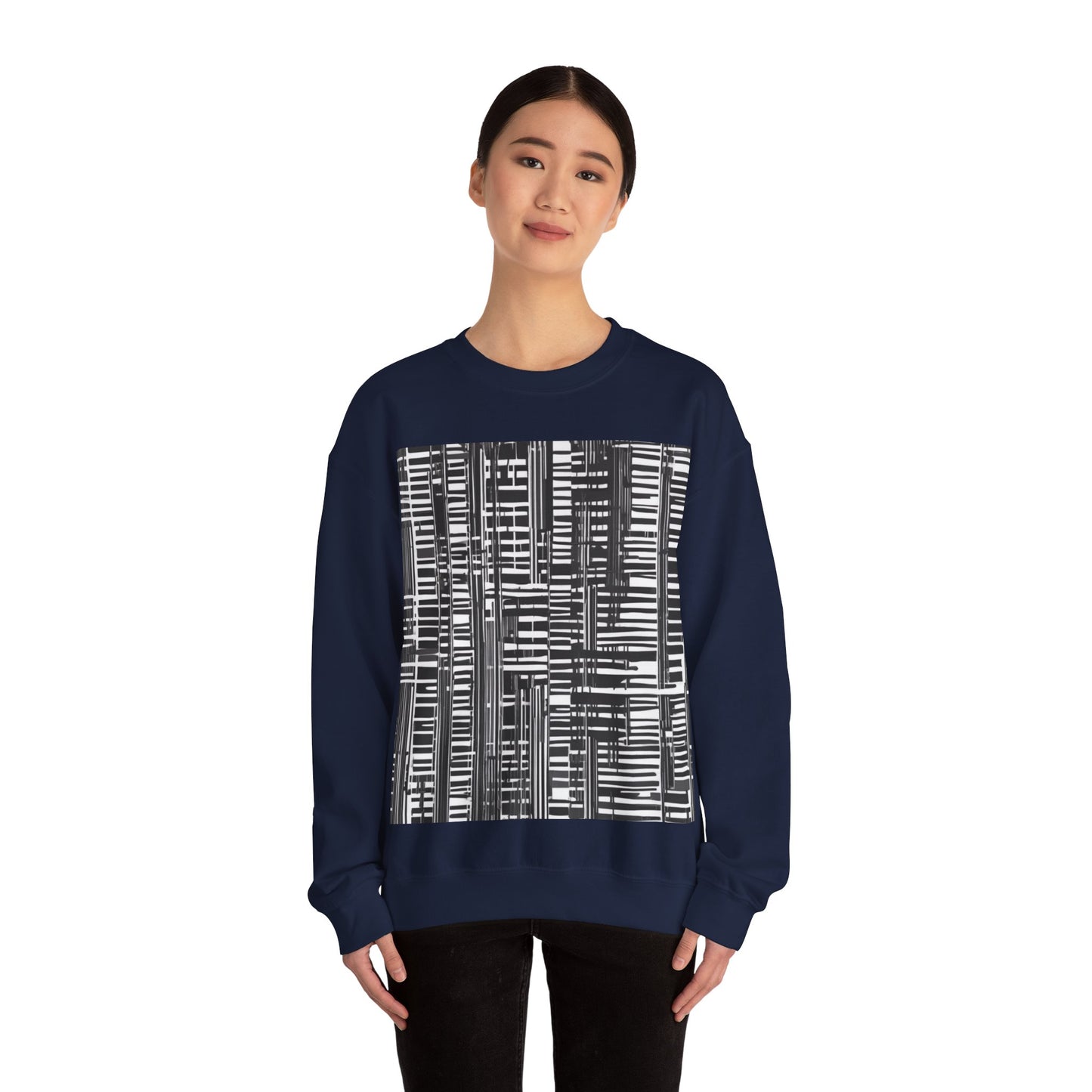 boostlete-iron-intent-pattern-barcode-line-art-0599 — Unisex Heavy Blend Crewneck (G18000)