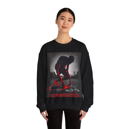 boostlete-mile-by-mile-scene-runner-grainy-bold-0168 — Unisex Heavy Blend Crewneck Sweatshirt (Gildan)