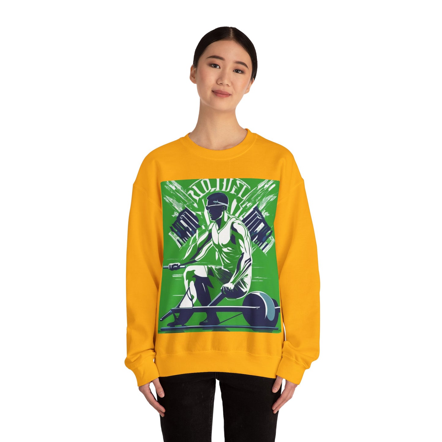boostlete-am-crew-scene-rower-grainy-bold-0172 — Unisex Heavy Blend Crewneck Sweatshirt (Gildan)