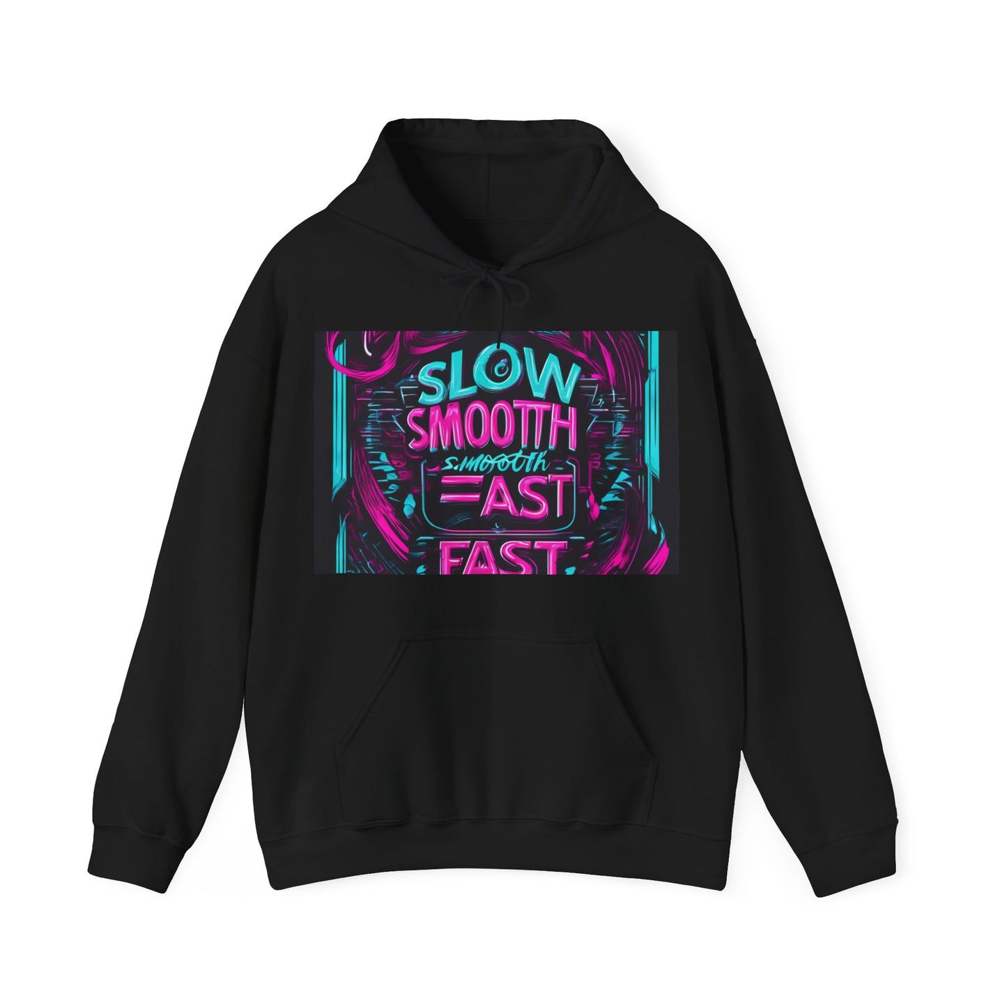 boostlete-recovery-progress-type-slow-is-smooth-smooth-is-fast-banner-engraved-0181 — Unisex Heavy Blend Hooded Sweatshirt (Gildan)