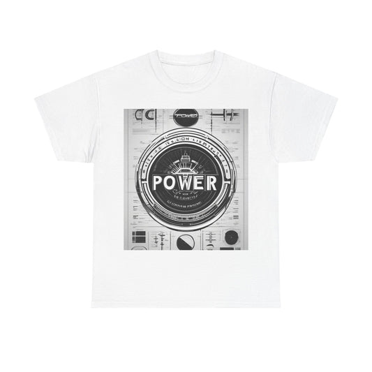 boostlete-boost-mode-type-power-in-quiet-badge-blueprint-0245 — Unisex Heavy Cotton Tee (Gildan 5000)