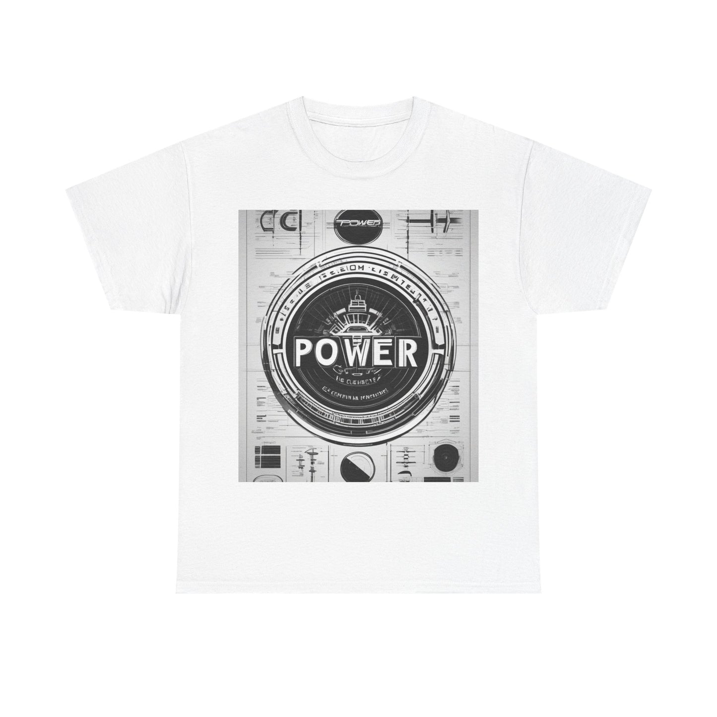 boostlete-boost-mode-type-power-in-quiet-badge-blueprint-0245 — Unisex Heavy Cotton Tee (Gildan 5000)